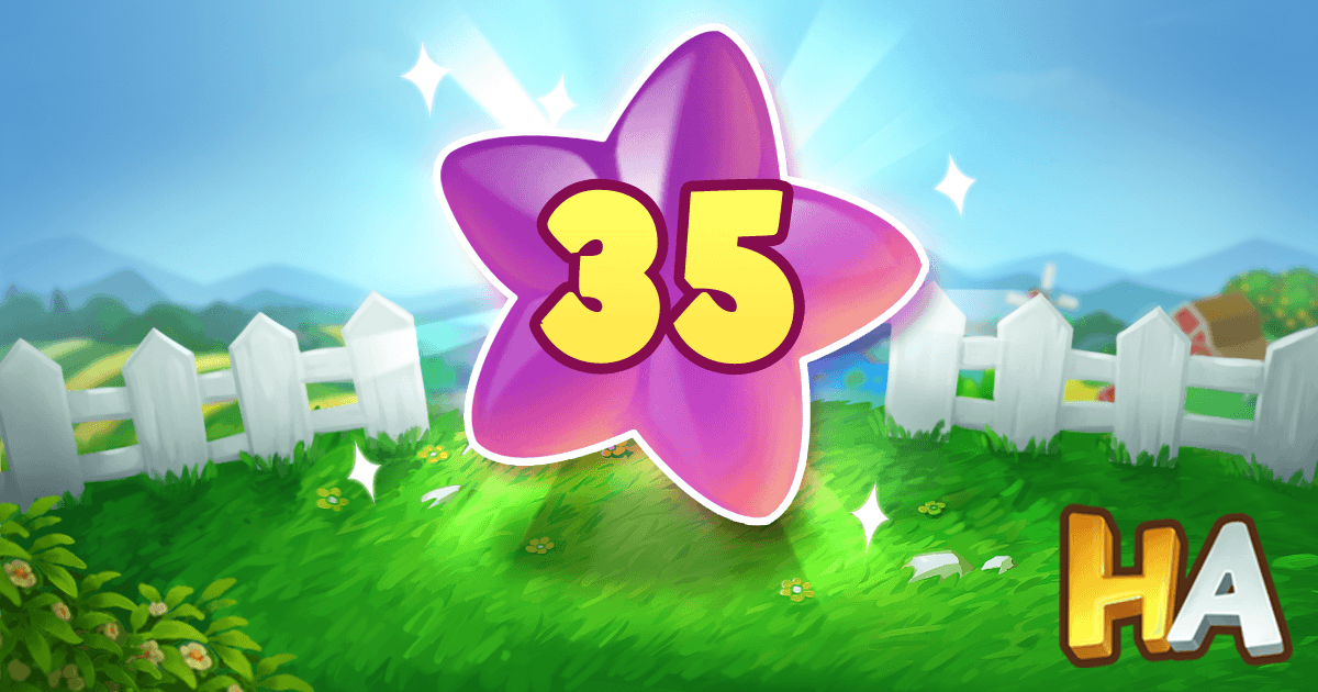   Ilana has reached Level 35 in Happy Acres!