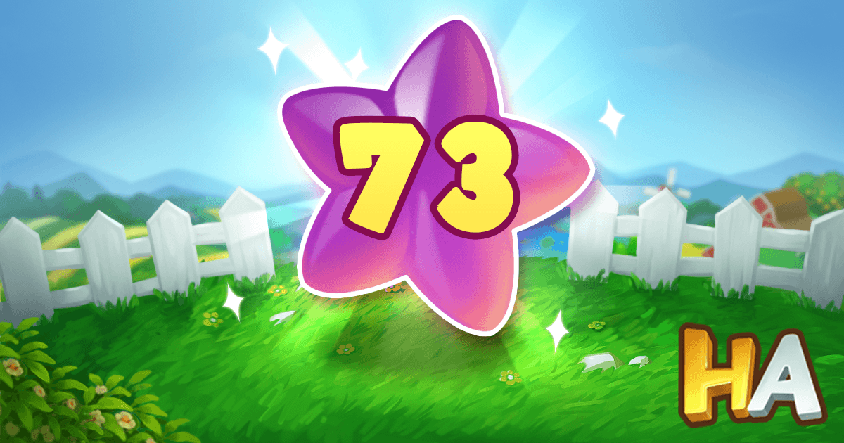   Theresa has reached Level 73 in Happy Acres!